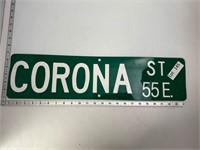 Corona St. Metal Sign