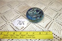 GLASS PAPERWEIGHT - BLUE/PURPLE - SIGNED 2010 -