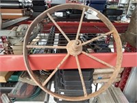 >cast iron wagon type wheel garden decor