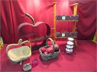 Kitchen Timer, Decorative Apples, Wooden Basket,