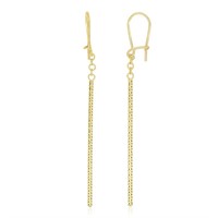 14k Gold Long Bar Diamond-cut Drop Earrings
