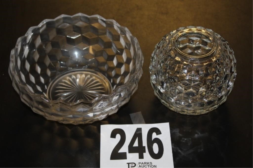 Cubed Glass Bowl & Rose Bowl
