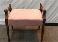 Fruitwood Framed Pink Cushioned Bench