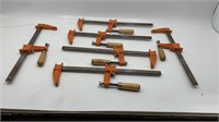 Six Jorgensen Metal and Wood Clamps