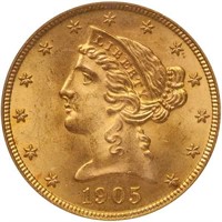 $5 1905 PCGS MS65 CAC