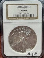 1993 A.S.E. - MS69 Silver Dollar