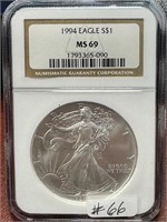 1994 A.S.E. -MS69 Silver Eagle