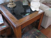 Glass and wooden lamp table