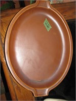 Glazed platter with handles