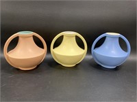 3 Coors Pottery Double Handle Vases, Matte