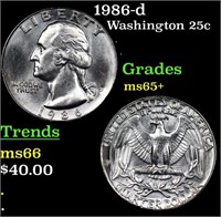 1986-d Washington Quarter 25c Grades GEM+ Unc