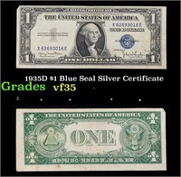 1935D $1 Blue Seal Silver Certificate Grades vf++