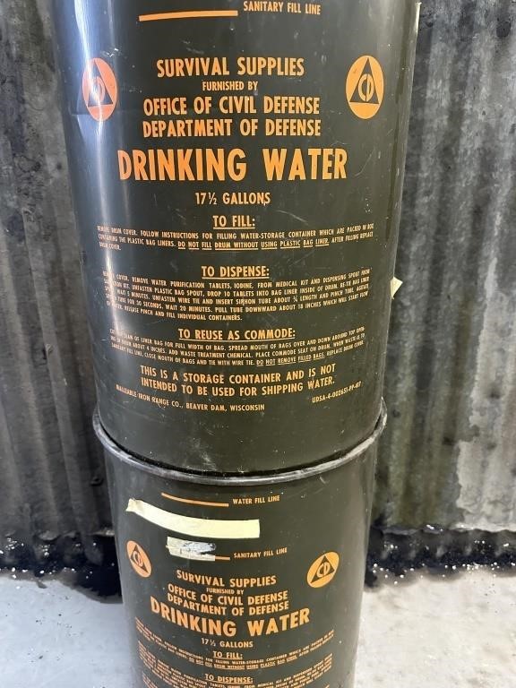 Dept. of defense survival water barrels