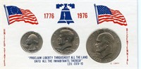 US Bicentennial 3-Coin Card