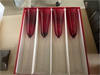 Neiman Marcus 4pc Red Flutes