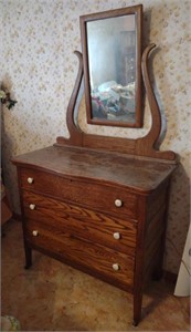 Vtg. Wooden Mobile 3 Drawer Dresser (38"×18"×34")