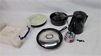 Camping dishes teapot cups plate etc