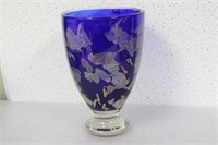 A Blue Gozo Glass Gold Speck Vase