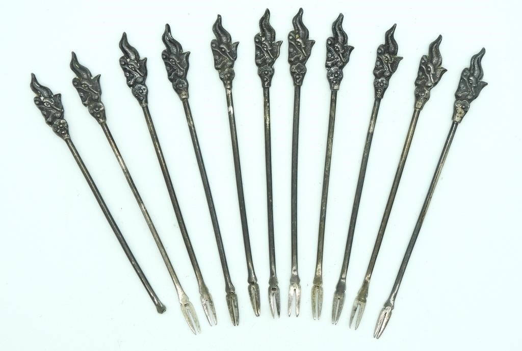 11 DRAGON HEAD COCKTAIL FORKS