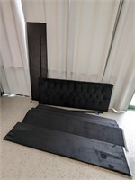 Wide Black Upholstered Velvet Headboard