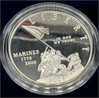 2005 P Marine Corps Silver Dollar - 90% Silver