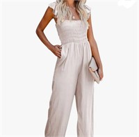 Woman's Casual Jumpsuit - Ruffled Straps