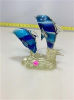 Double Dolphin art glass 8x8.