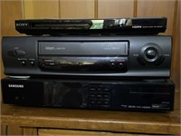 Sony DVD player, Allegro VHS player, Samsung DVR