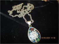 Sterling Pendant w/Turquoise Chain-native American