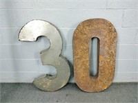 2x The Bid Rustic Metal 20" Tall Numbers