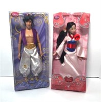 Aladdin & Mulan Dolls in Original Boxes