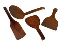 Vintage Wooden Butter Paddles & Spoon