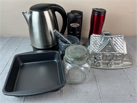 Lot of Kitchenware Cups, Herb Grinder, and Glass