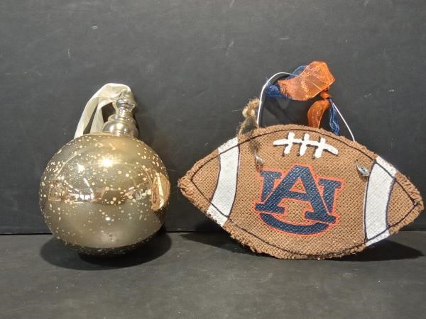 Auburn Ornament and Gold colored Ornament ball