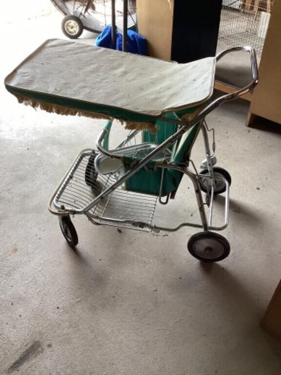 Vintage metal baby stroller