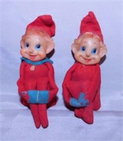Two 1950's Christmas knee hugger pixie elves,