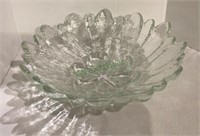 Unique heavy thick glass bowl with clover style