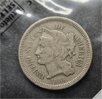 1865 nickel three cent piece