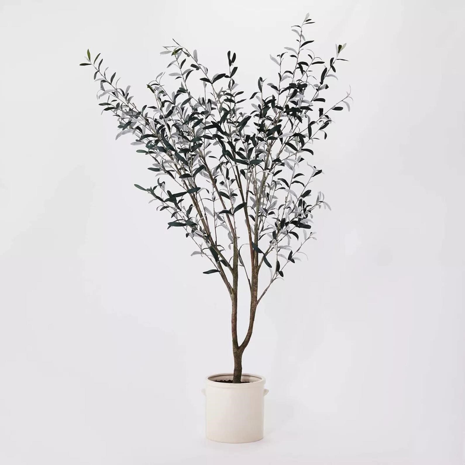 76.5"x 30" Artificial Olive Tree in Ceramic Pot