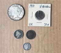 1888 Liberty Head Nickel, 1924 Liberty Silver
