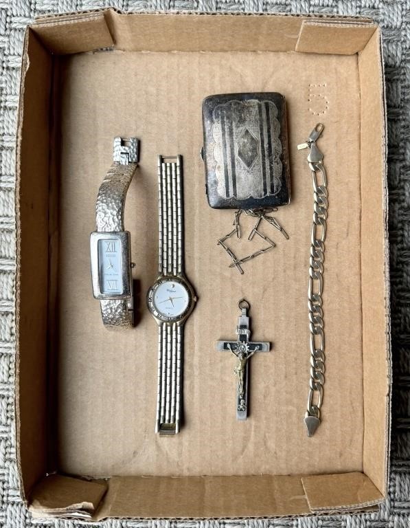 Mixed Lot with Sterling Ladies Watch, 18KGL