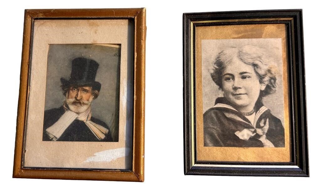 (2) framed pieces - one is Giuseppe Verdi postcard