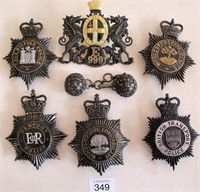 Six UK Police Bobby helmet plates