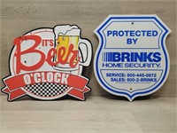 Beer O'clock and Brinks Security Signs