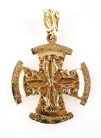 14K Gold Canterbury Cross Pendant