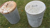 2 GALVANIZED GARBAGE CANS