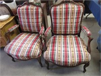 Pair of Plaid Uph. Arm Chairs