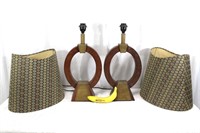 MCM-Style "Ring" Table Lamps & Shades