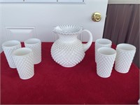 Fenton Pitcher and 6 glasses