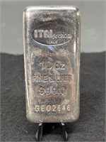 10 Troy Oz .999 Fine Silver Numbered Bar